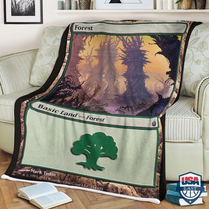 MTG Game Mbs Basic Land Forest Fleece Blanket