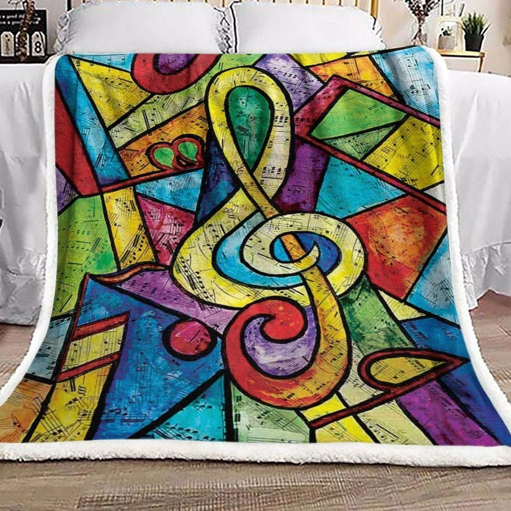 Music Notes Triangles Pattern Blanket