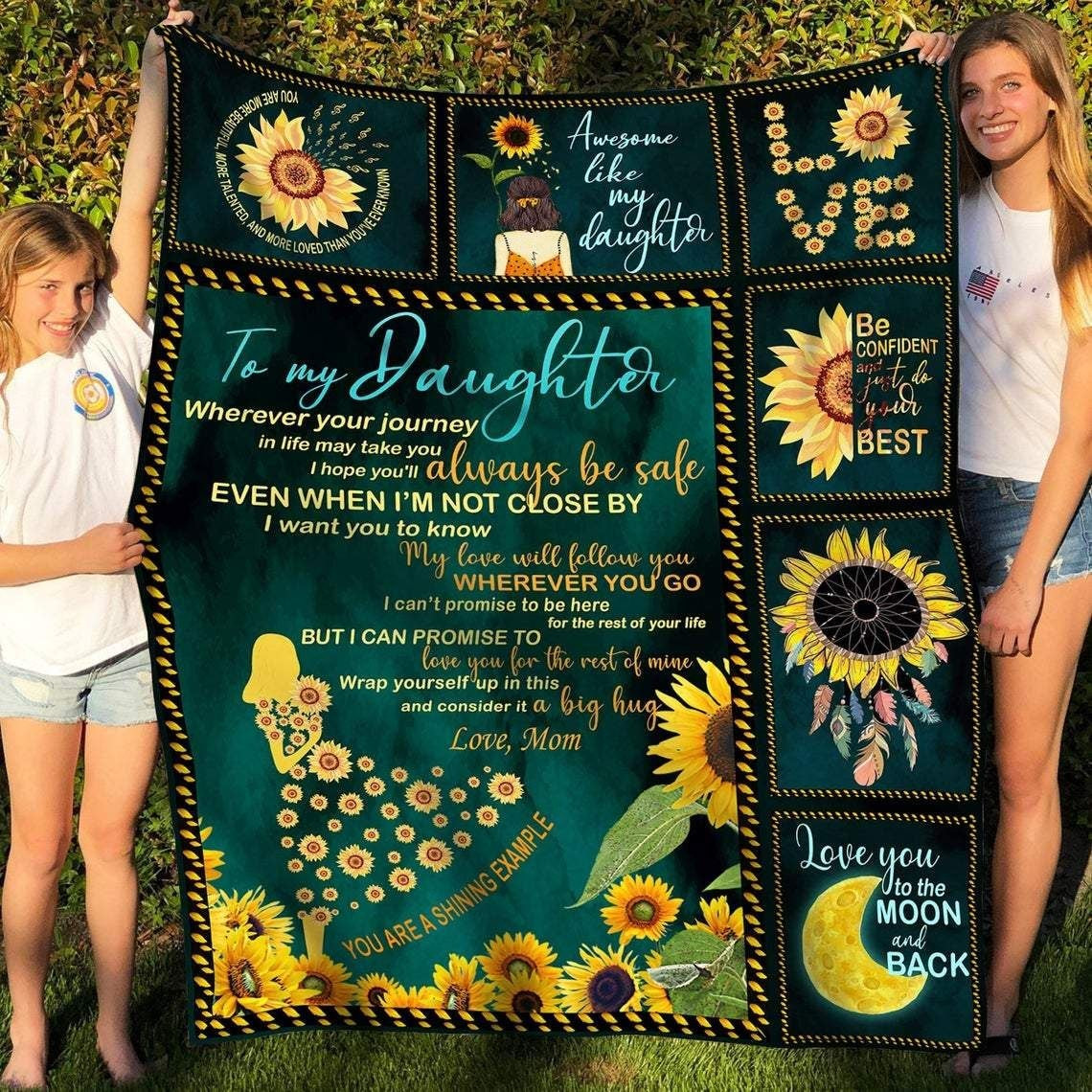 My Love Will Follow You Sunflower Gift For Daughter Blanket