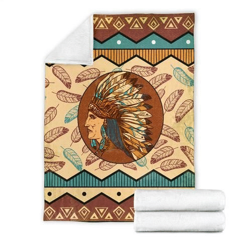 Native American Chief Feather Headdress Blanket