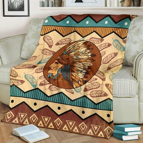 Native American Chief Feather Headdress Blanket