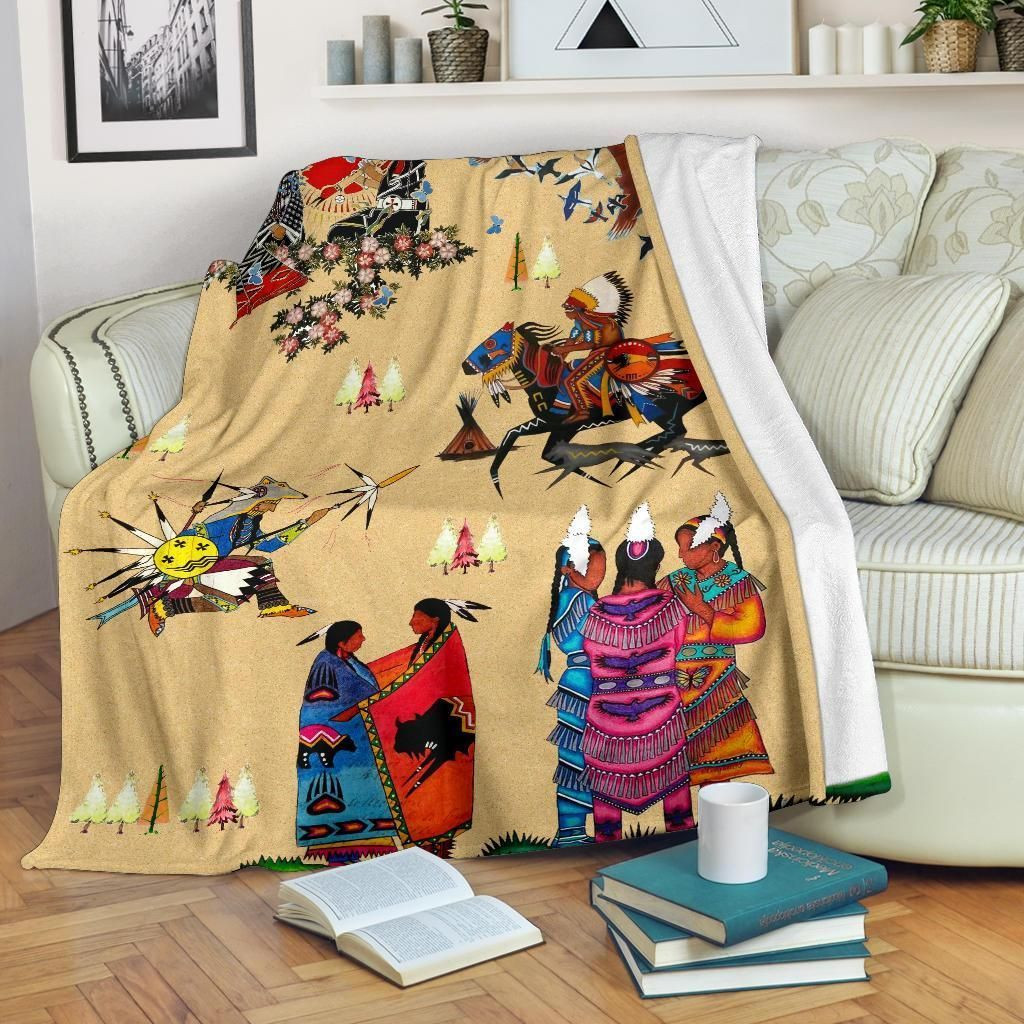 Native American Native Descendants Light Yellow Blanket