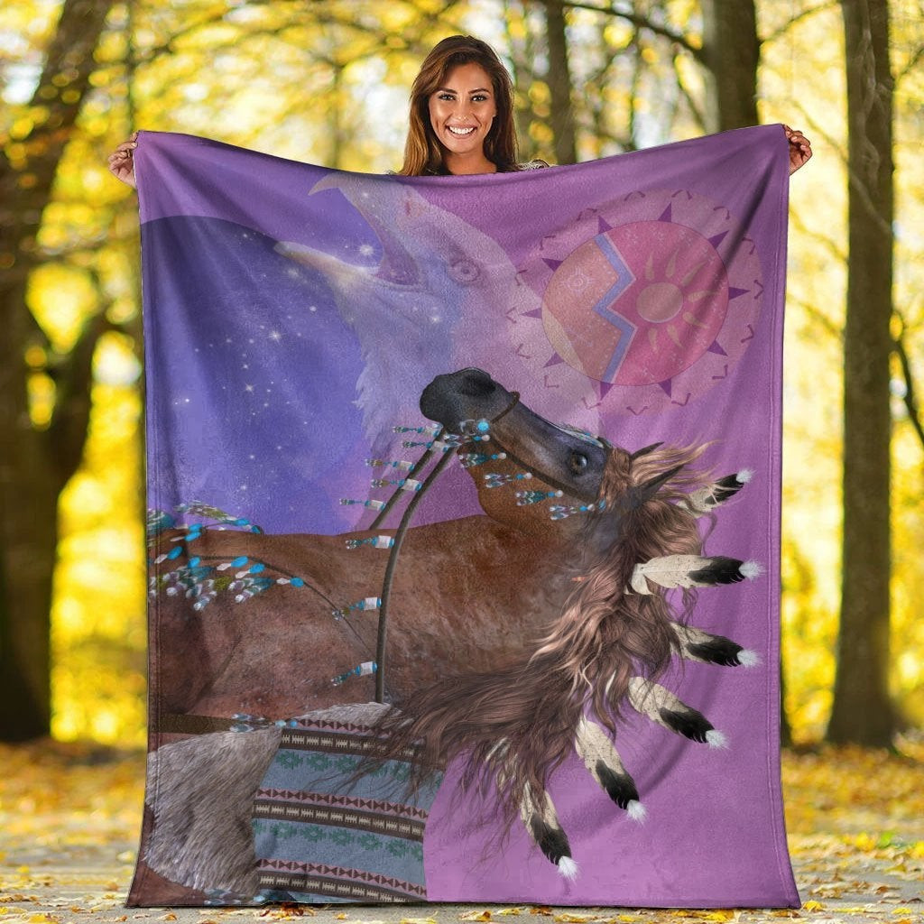 Native American Native Horse And Eagle Blanket