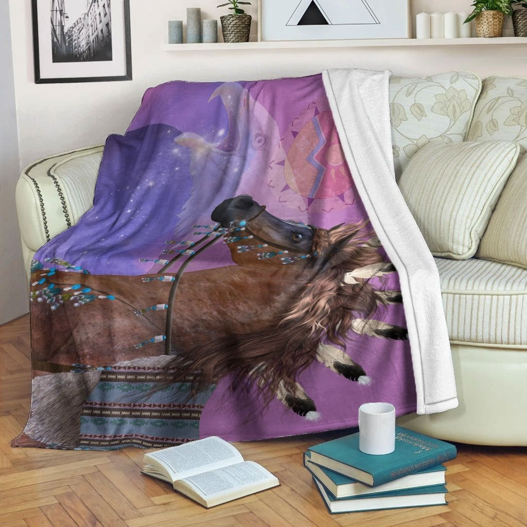 Native American Native Horse And Eagle Blanket