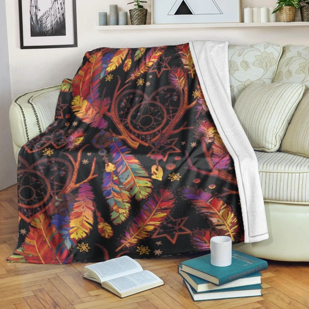 Native American Native Pattern Feather Colorful Blanket