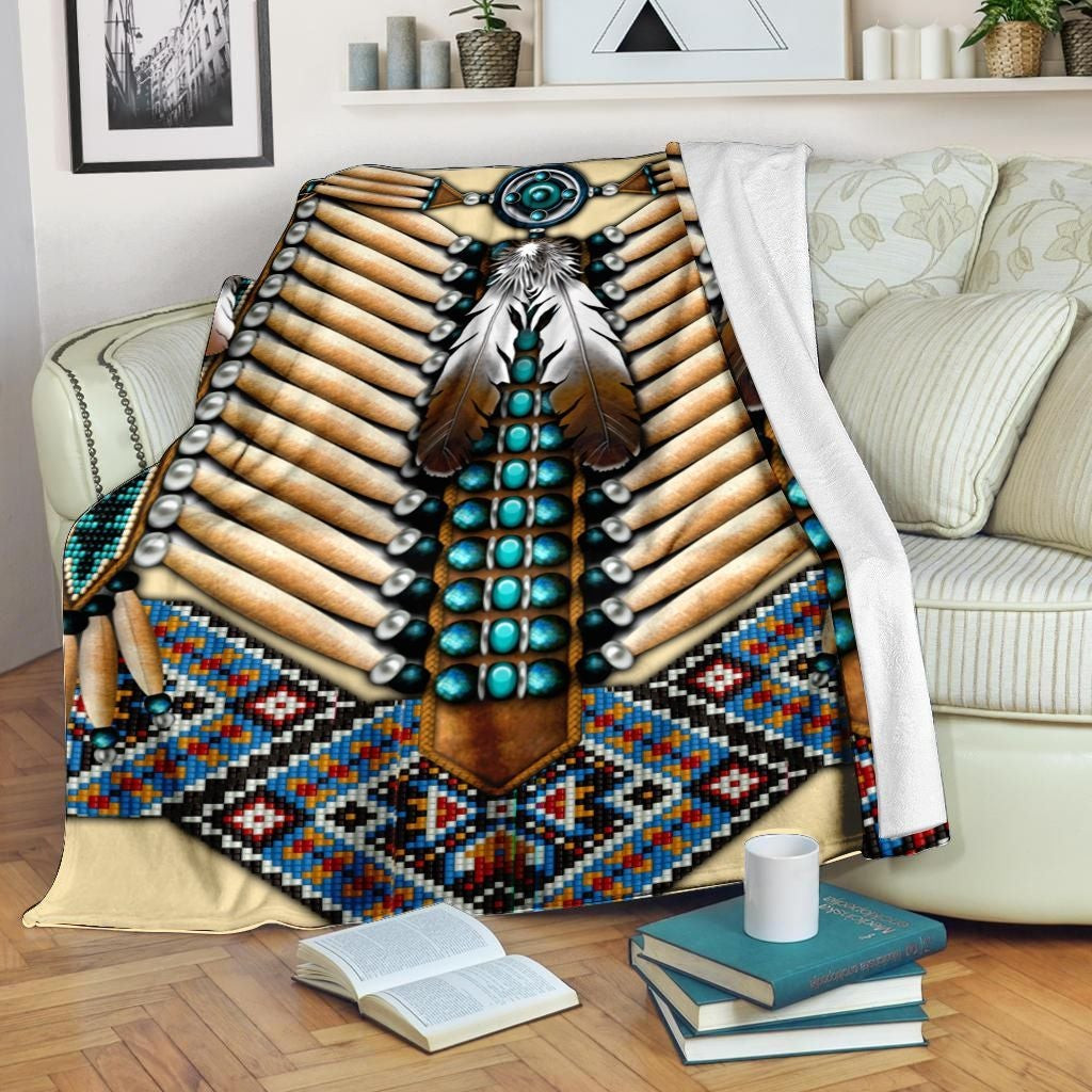 Native American Warrior Chestplate Feather Blanket