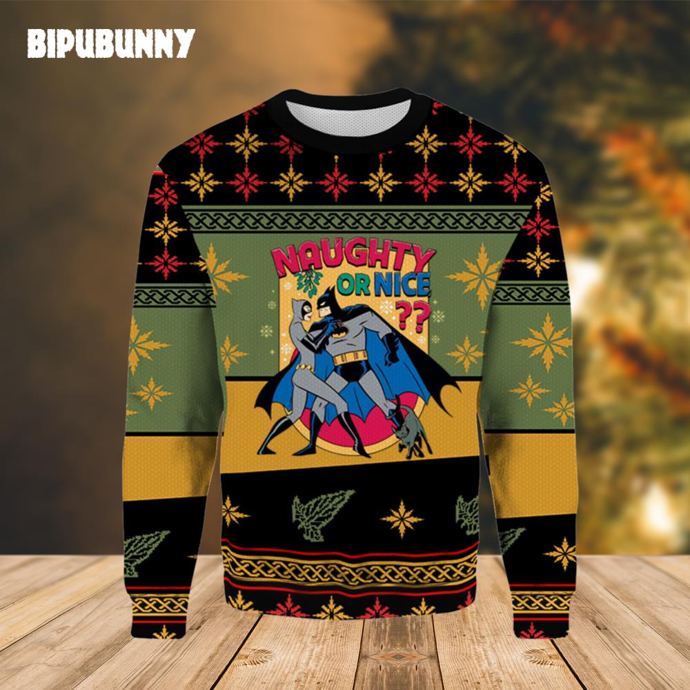 Naughty Or Nice Batman Ugly Christmas Sweater