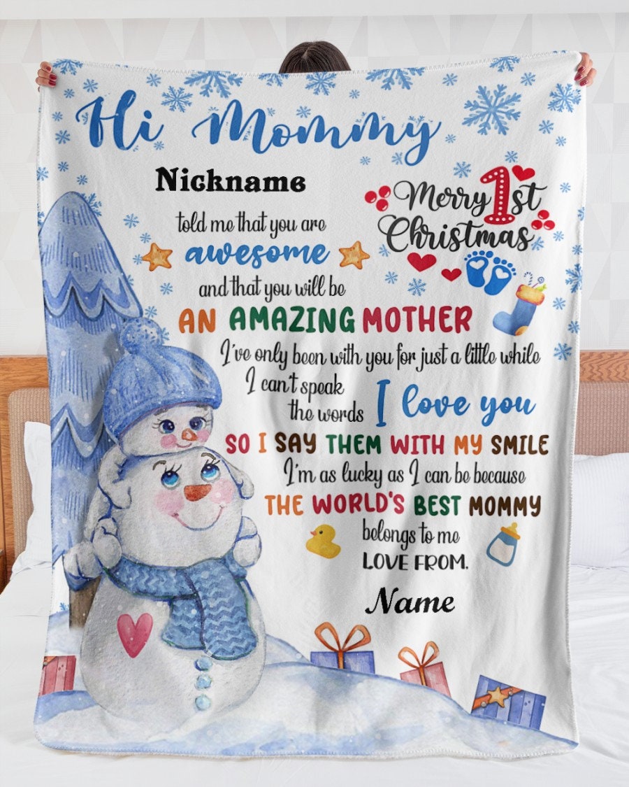 New Gift From Grandma And Baby Boy Snowman Throw Blanket