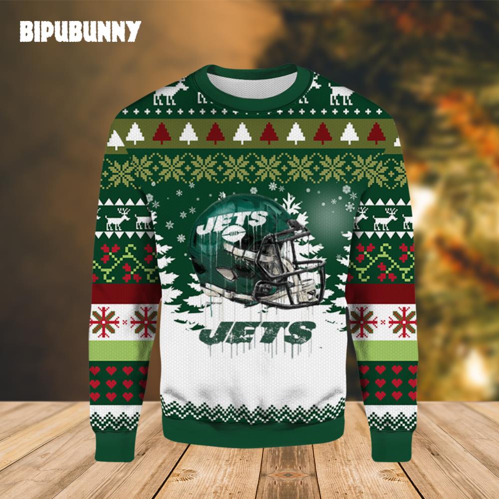 NFL New York Jets Helmet Ugly Christmas Sweater