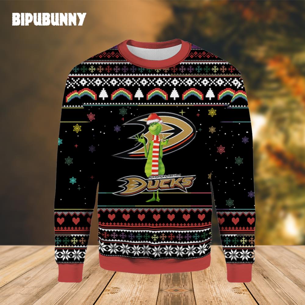 NHL Anaheim Ducks Funny Grinch Ugly Christmas Sweater