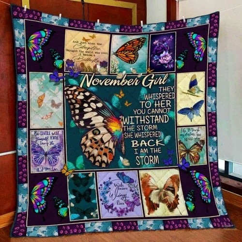 November Girl I Am The Storm Butterfly Gift For Daughter Sister Girlfriend Birthday Sherpa Blanket