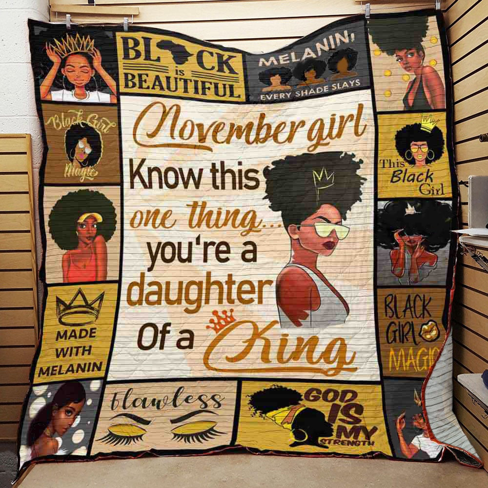 November Girl Youre A Daughter Of A King Black Girl Gift For Daughter Sister Girlfriend Birthday Sherpa Blanket