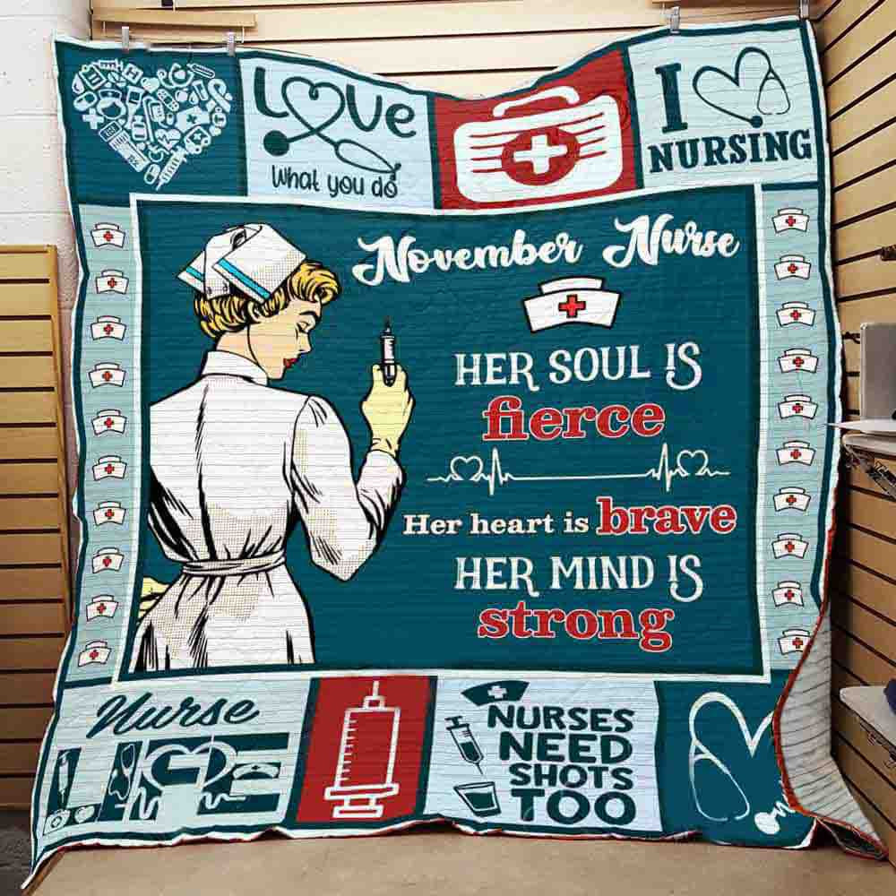 November Nurse Her Soul Is Fierce HerMind Is Strong Gift For Nurse Mother Sister Throw Blanket