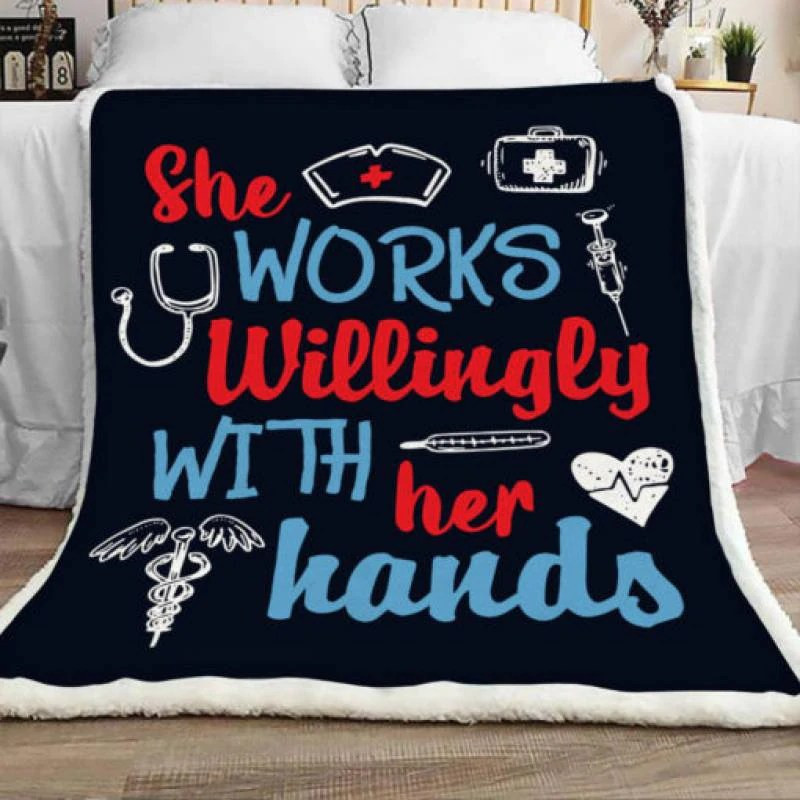 Nurse She Works Willingly Throw Blanket