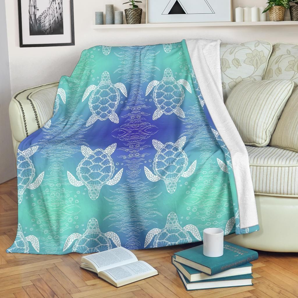 Ocean Life Sea Turtle Draw Throw Blanket