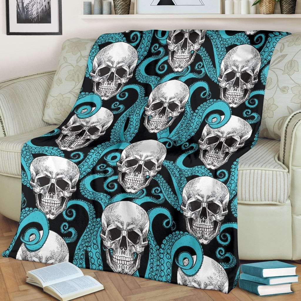 Octopus Tentacles Skull Pattern Throw Blanket