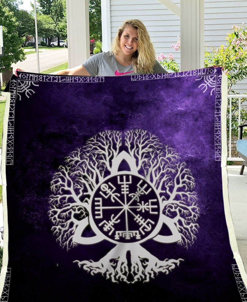 Odin Viking Symbol Tree Purple Viking Throw Blanket