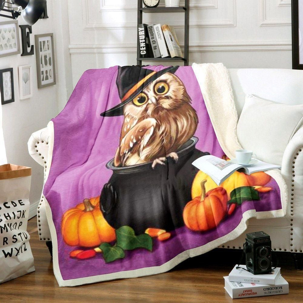 Owl Witch Halloween Throw Blanket