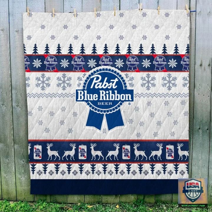 Pabst Blue Ribbon Beer Ugly Quilt Blanket