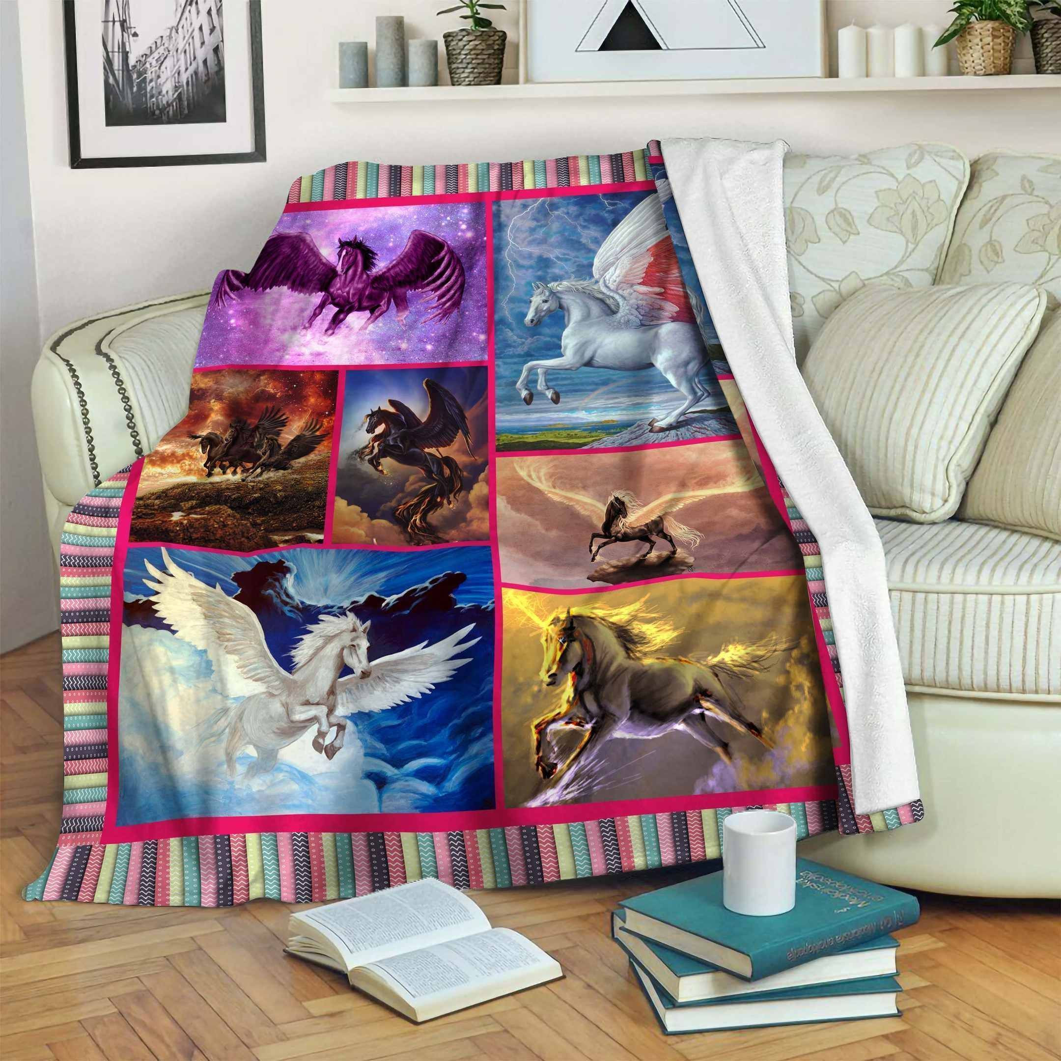 Pegasus Flying Moments Pattern Throw Blanket