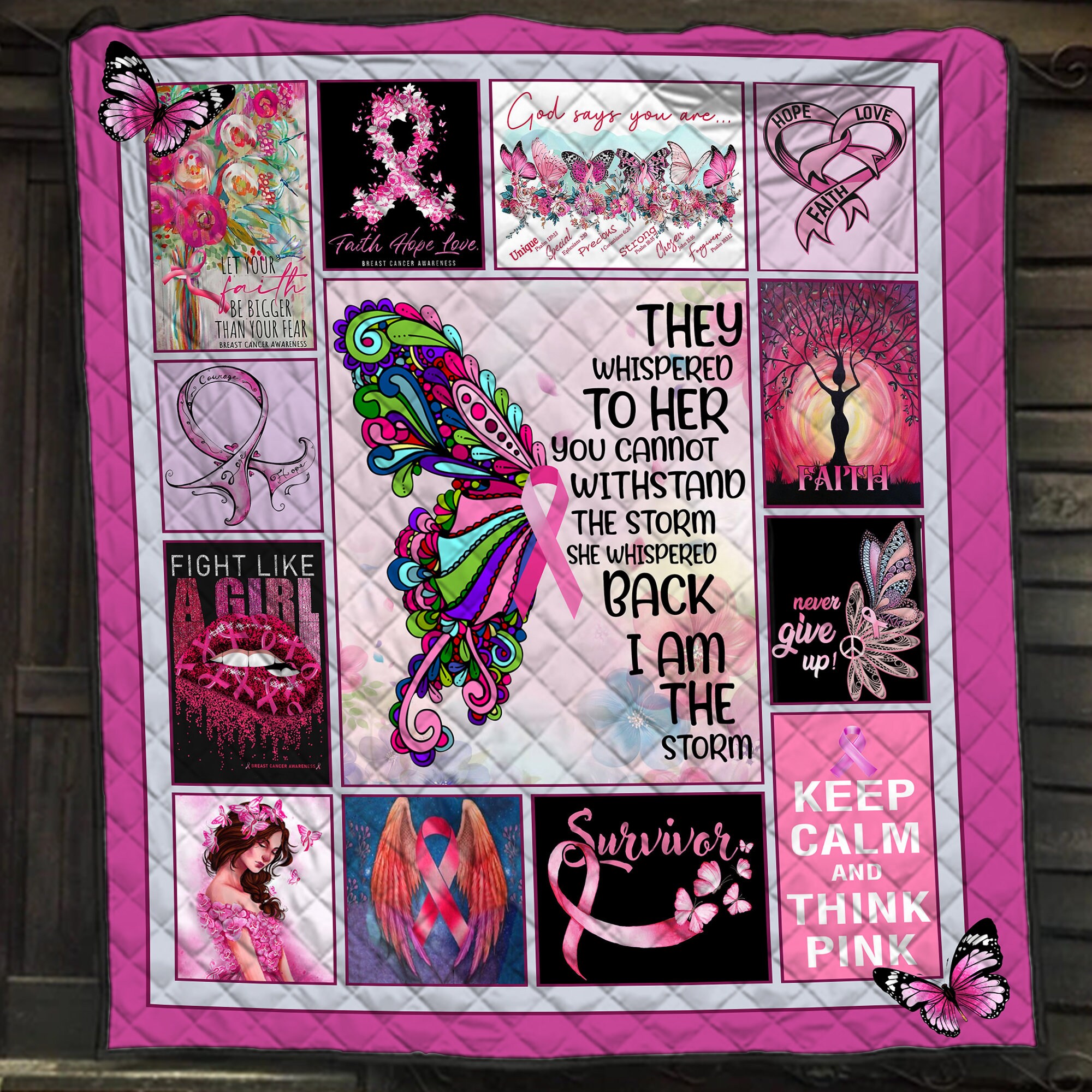 Personalized Breast Cancer Awareness Blanket Survivor Gifts