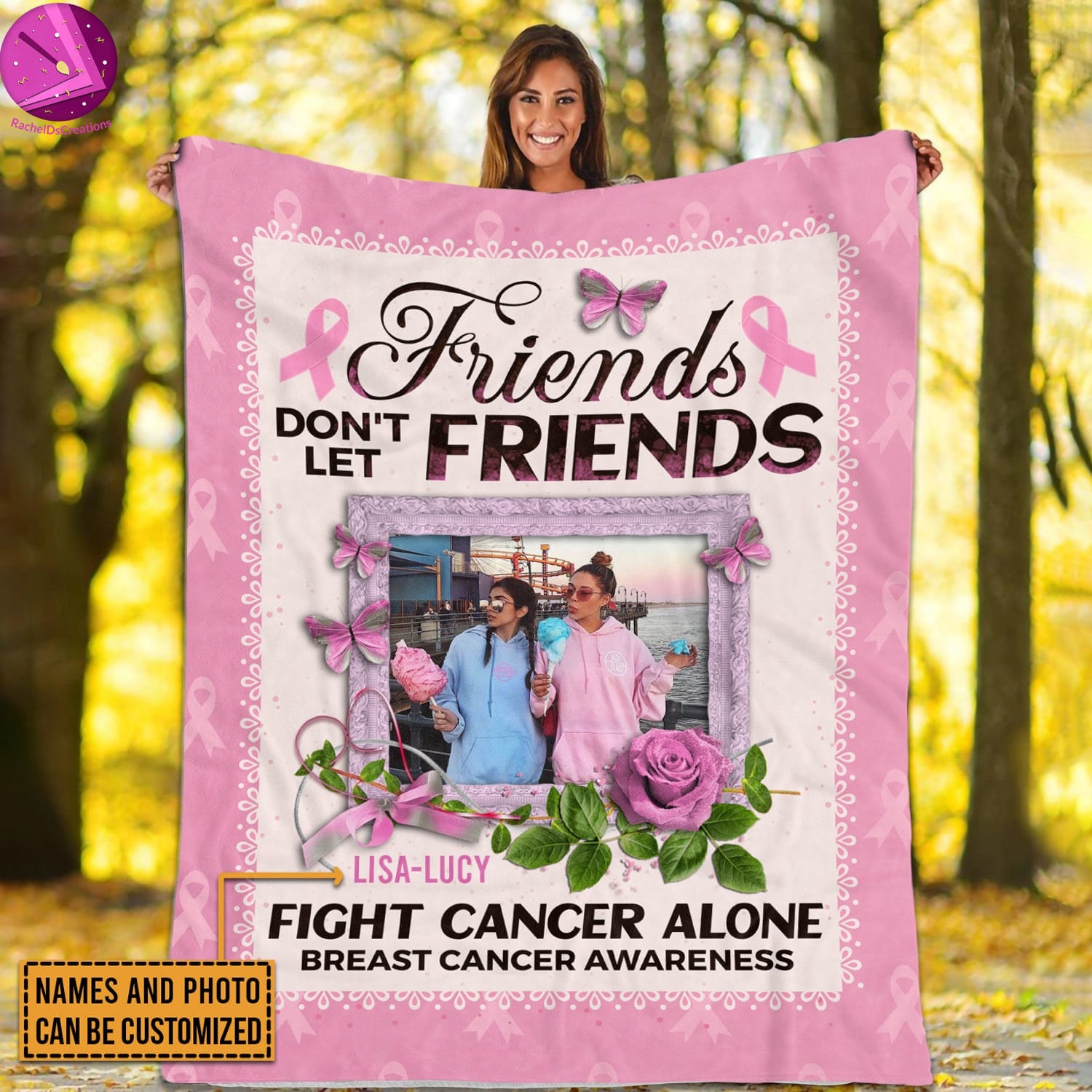 Personalized Breast Cancer Friends Blanket