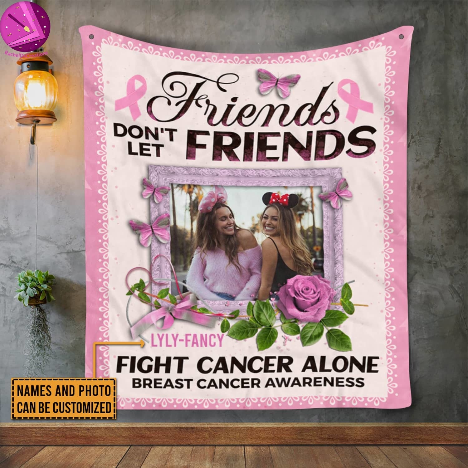 Personalized Breast Cancer Friends Fleece Blanket