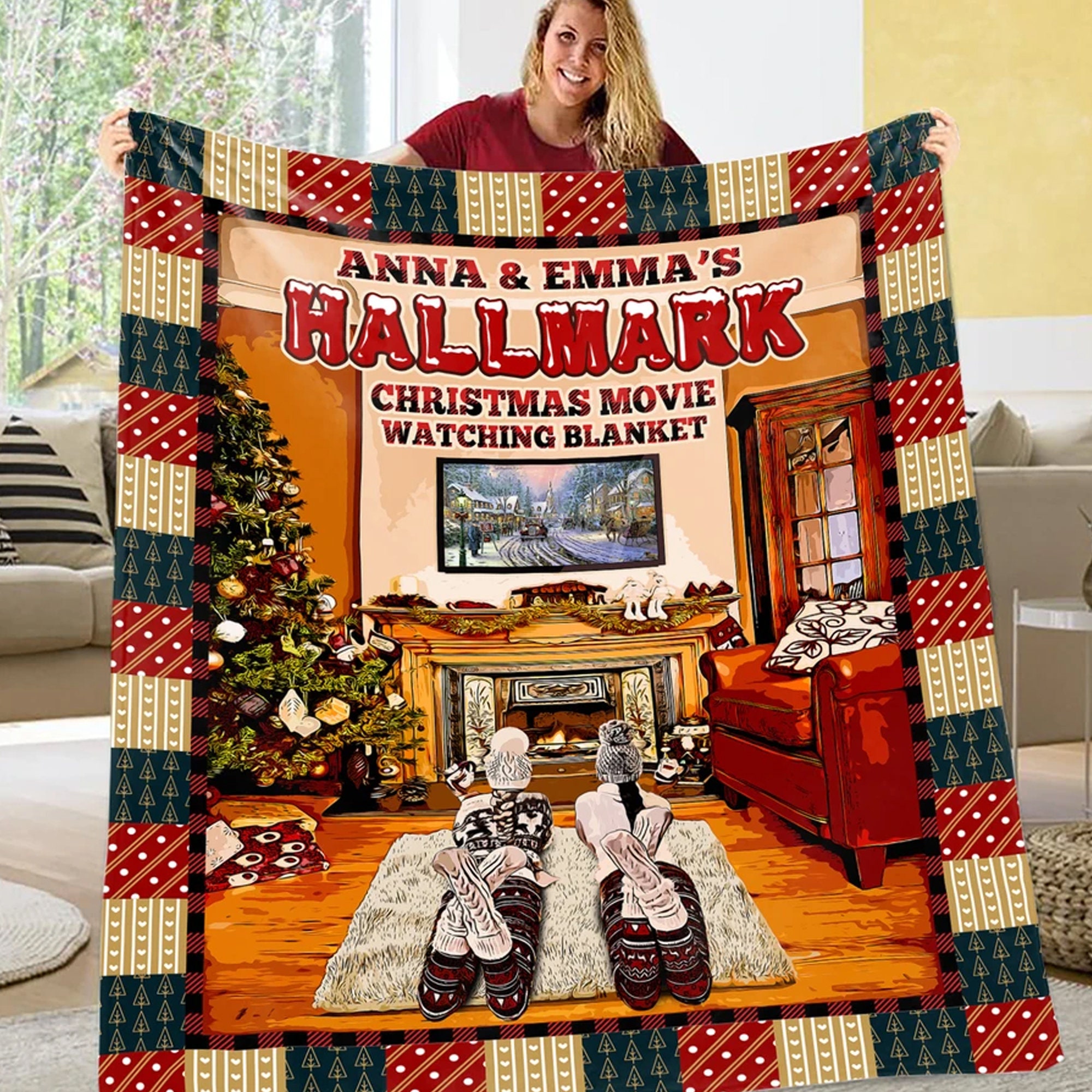 Personalized Christmas House Fleece Sherpa Blanket