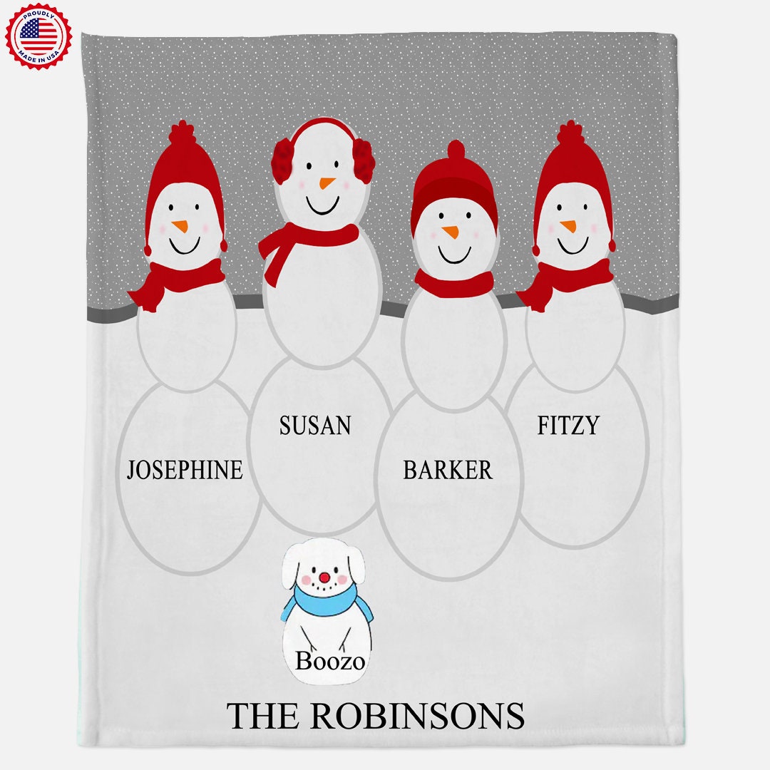 Personalized Grand Ma Christmas Snowman Throw Blanket