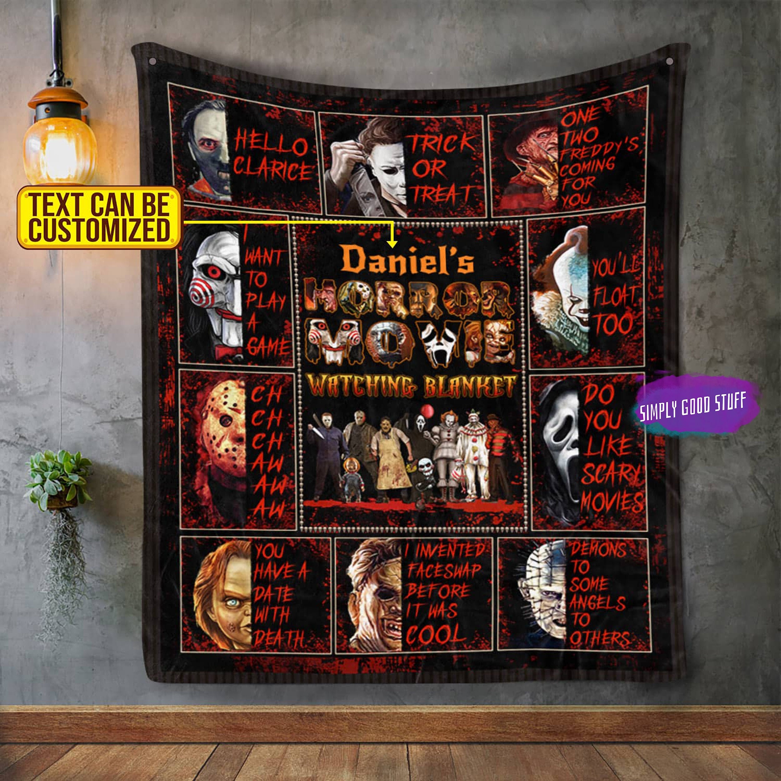 Personalized Name Horror Movies Blanket