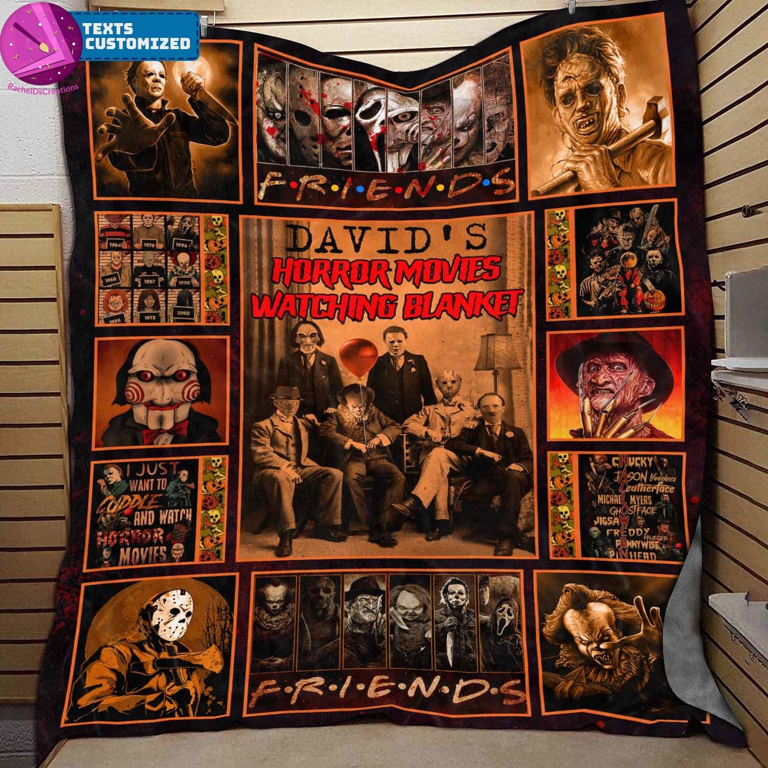 Personalized Name Horror Movies Watching Blanket Quilt