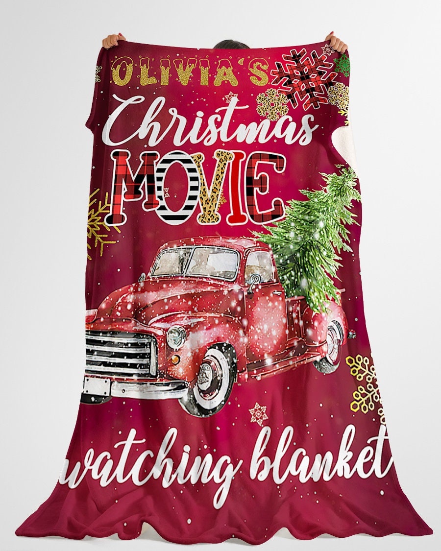 Personalized Name This Is My Christmas Movie Watching Blanket Red