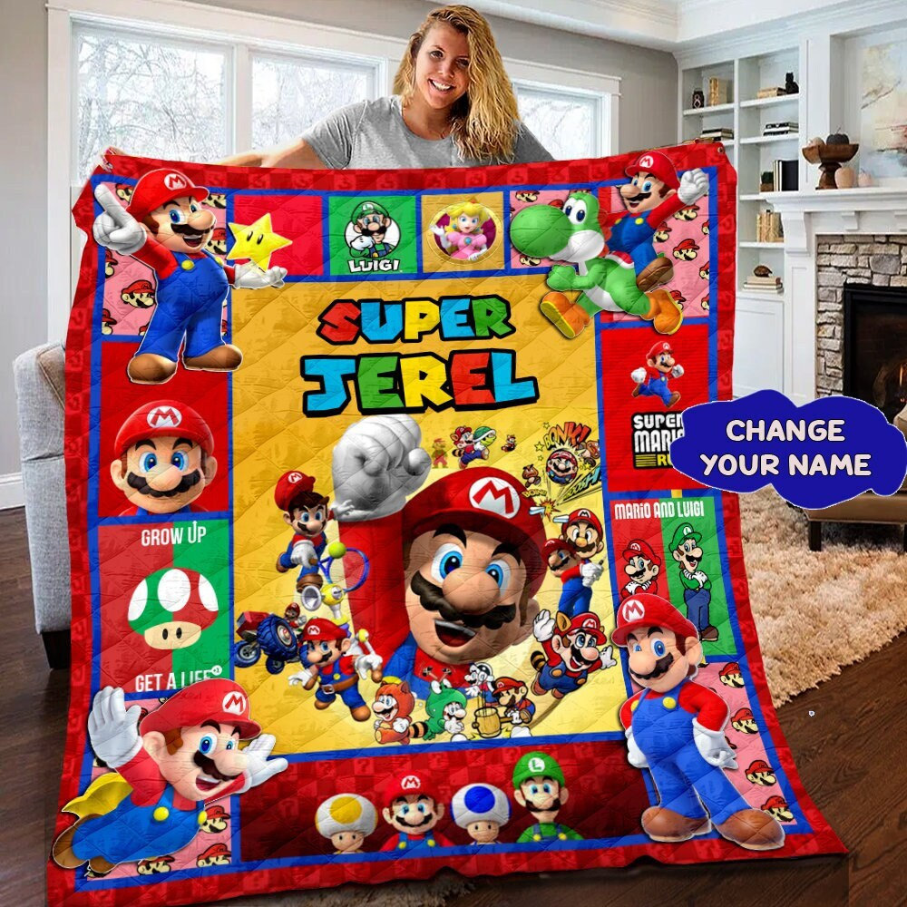 Personalized Super Mario Gaming Game Birthday Quilt