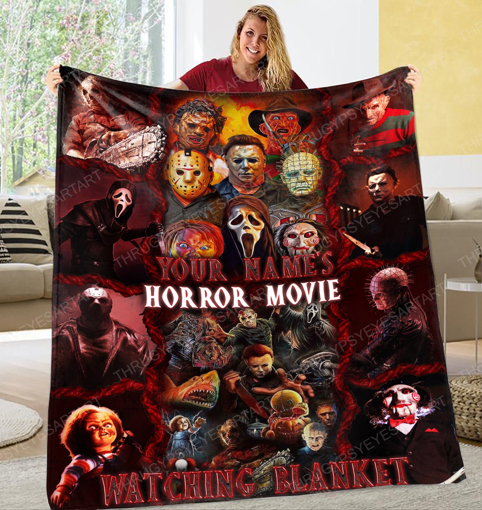 Personalized This Is My Horror Movie Watching Halloween Blanket