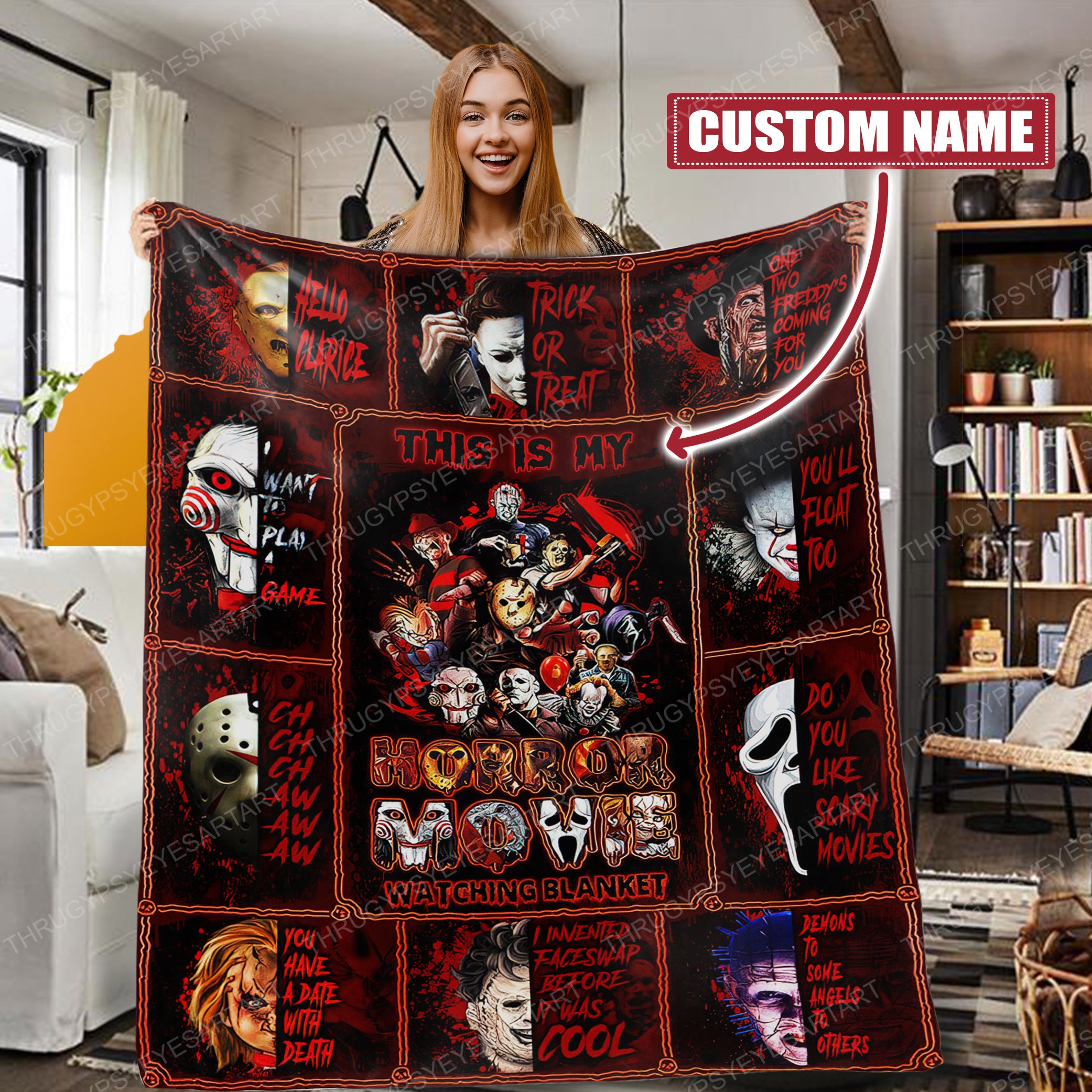 Personalized This Is My Horror Movie Watching Halloween Blanket