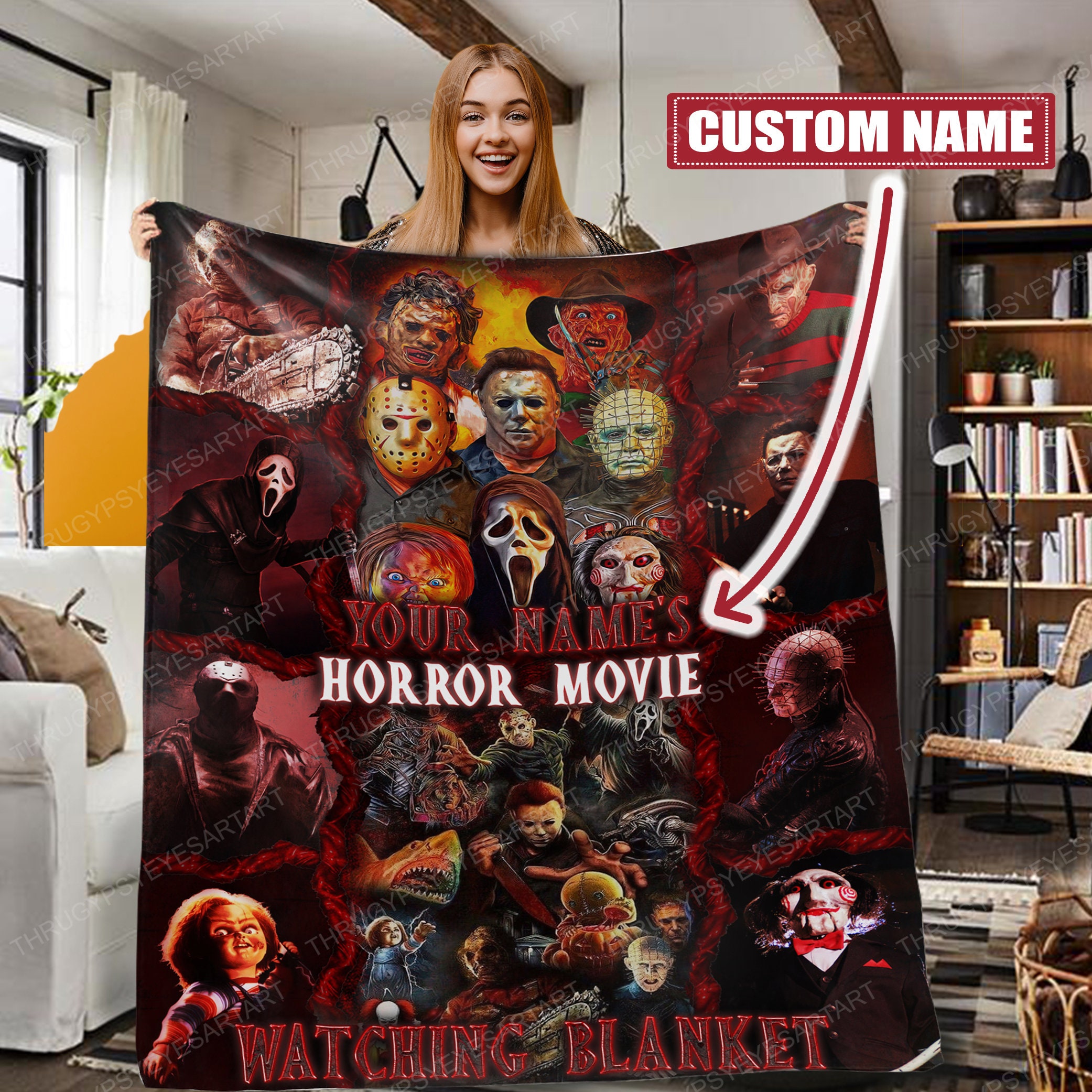 Personalized This Is My Horror Movie Watching Halloween Blanket