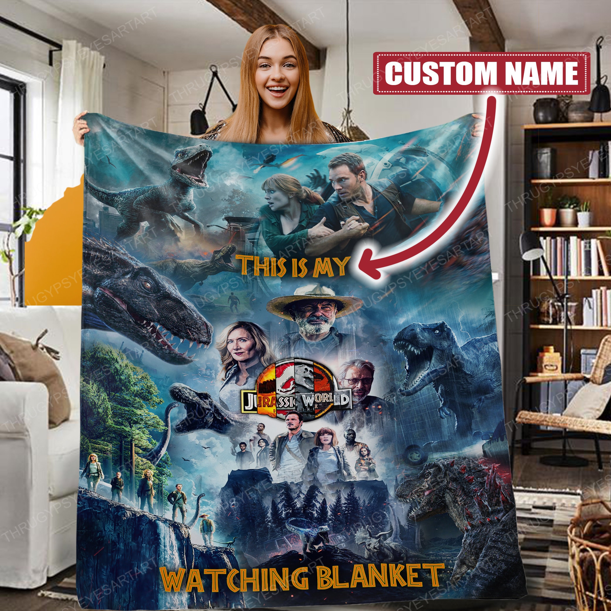 Personalized This Is My Jurassic World Watching Blanket