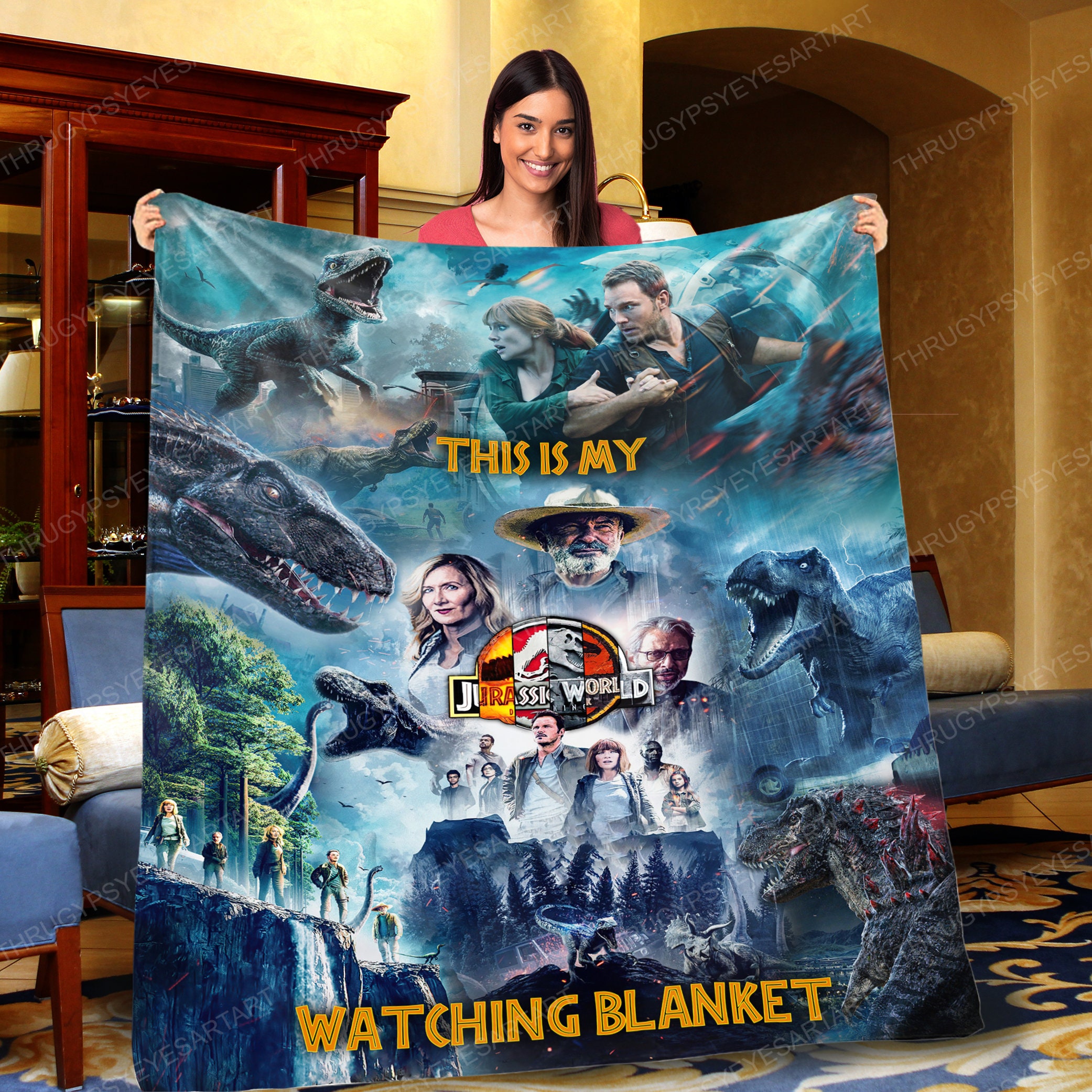 Personalized This Is My Jurassic World Watching Blanket