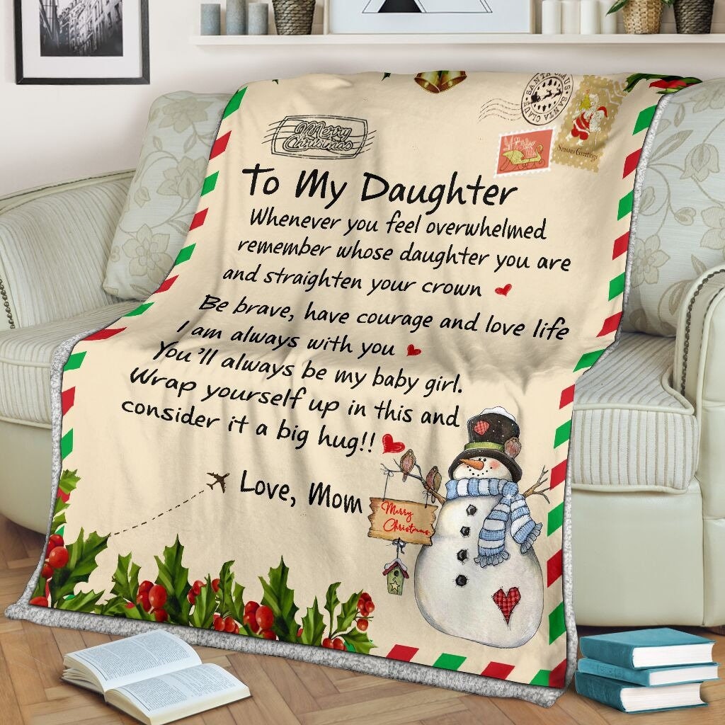 Personalized To My Daughter Christmas House Fleece Sherpa Blanket