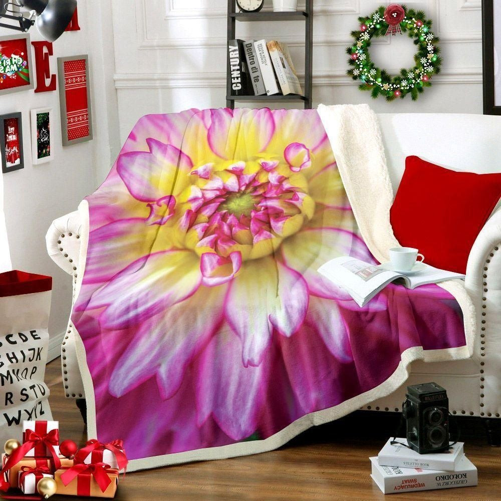 Pink And Yellow Flower Pattern Throw Blanket