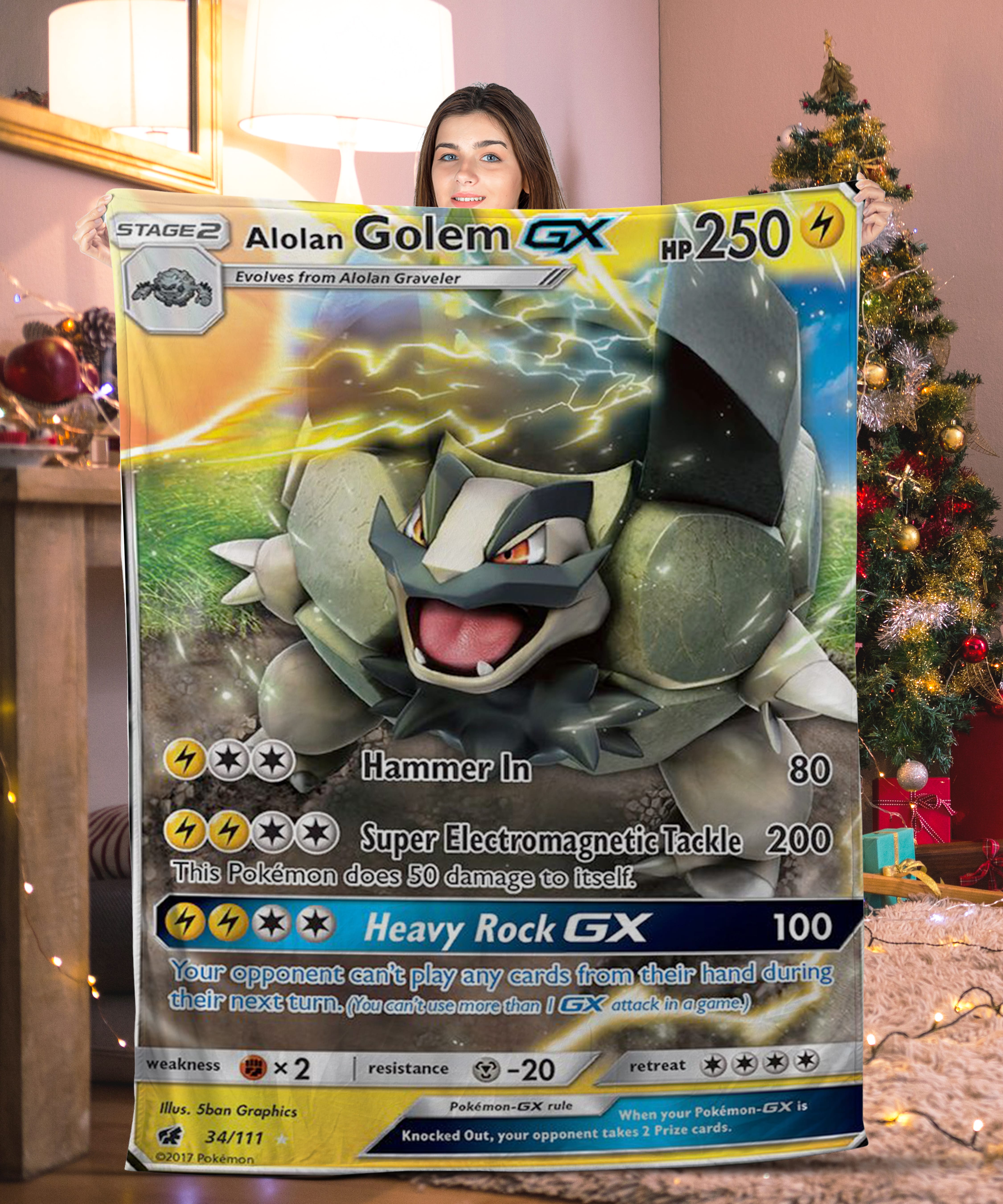 Pokemon Alolan Golem GX Pokemon Card Blanket