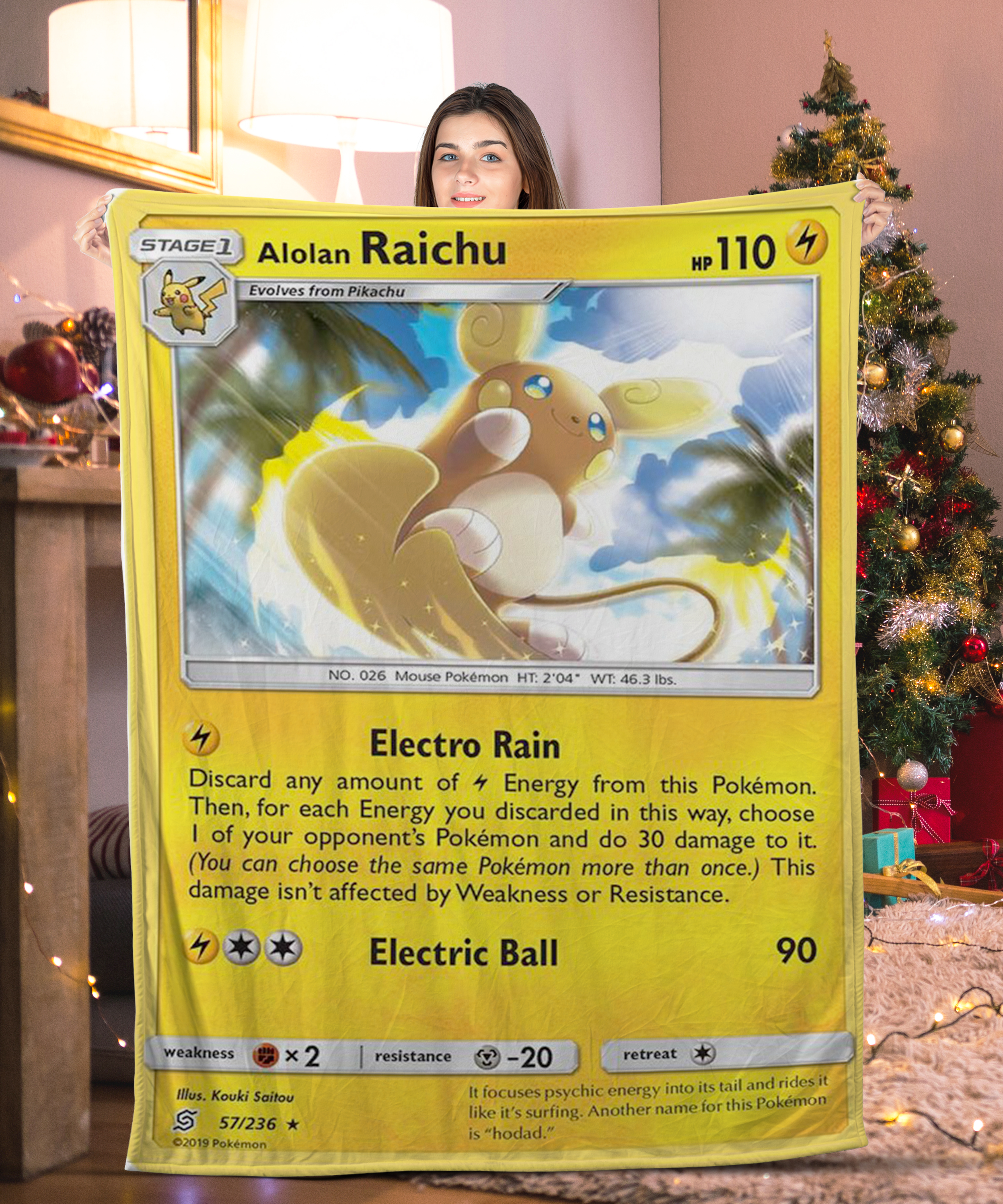 Pokemon Alolan Raichu Pokemon Card Blanket