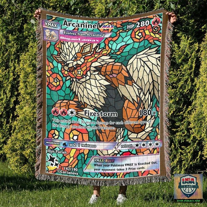 Pokemon Arcanine Stain Glass Custom Woven Blanket