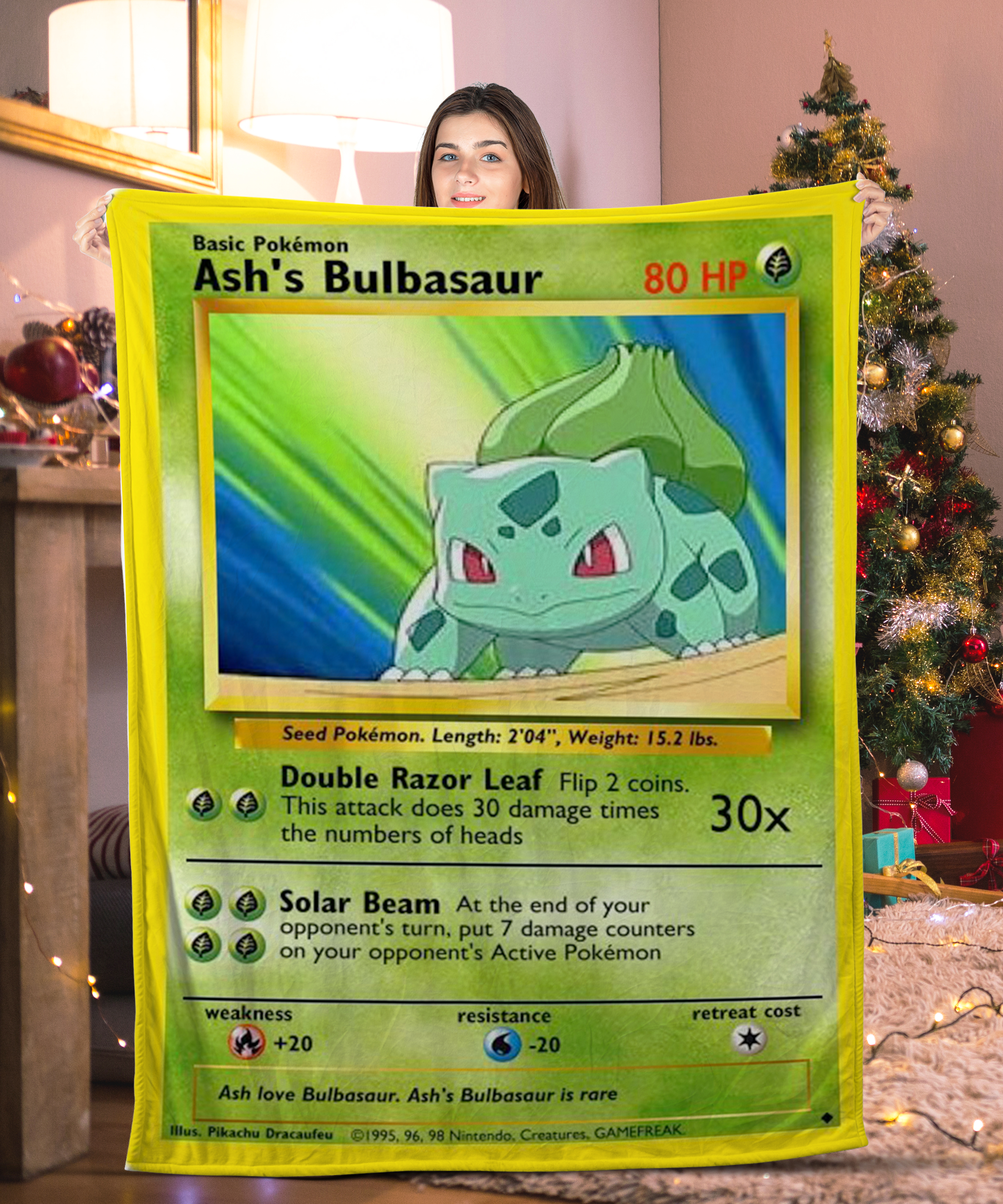 Pokemon Ash’s Bulbasaur Pokemon Card Blanket