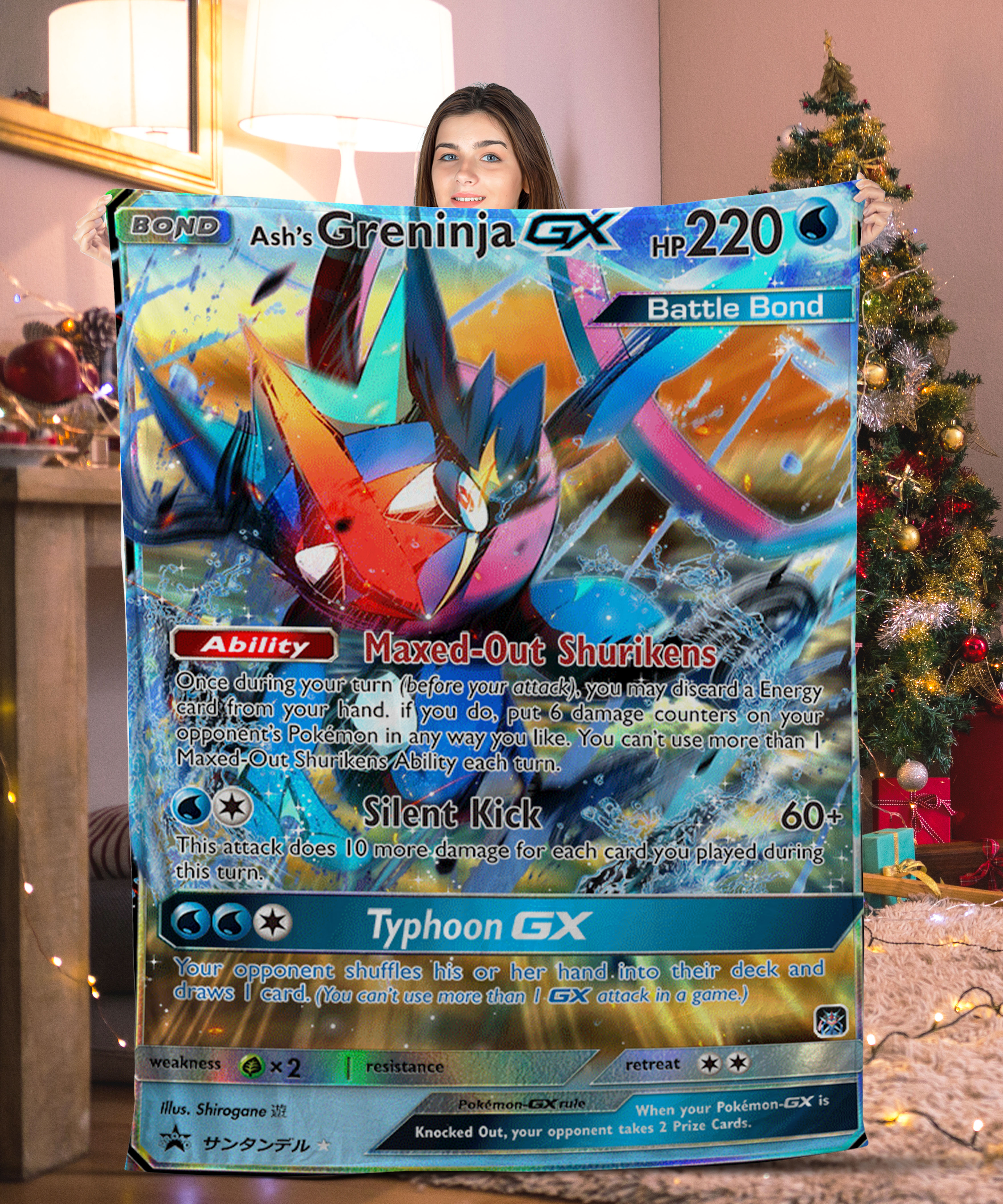 Pokemon Ash’s Greninja GX Pokemon Card Blanket