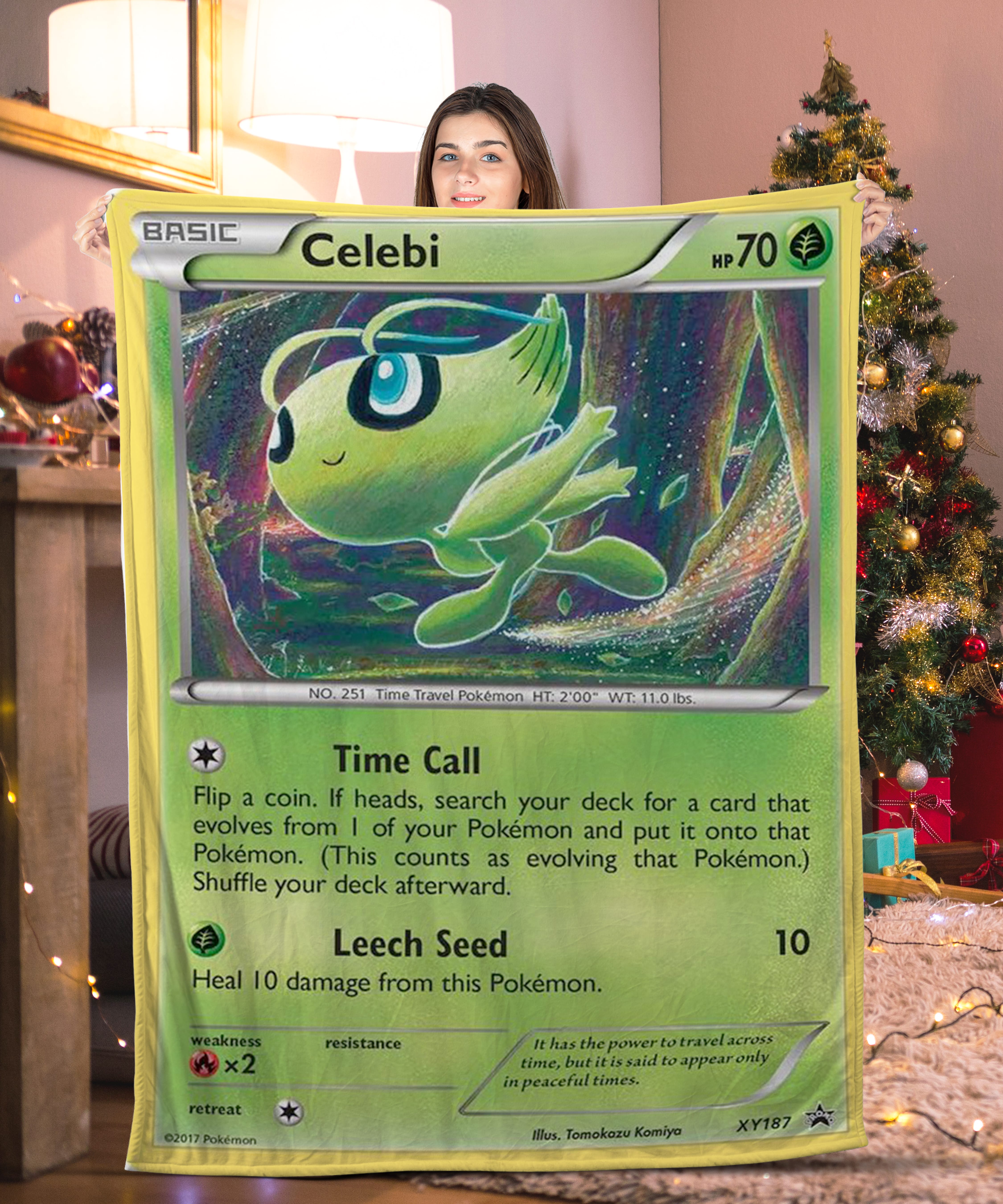 Pokemon Basic Celebi Pokemon Card Blanket