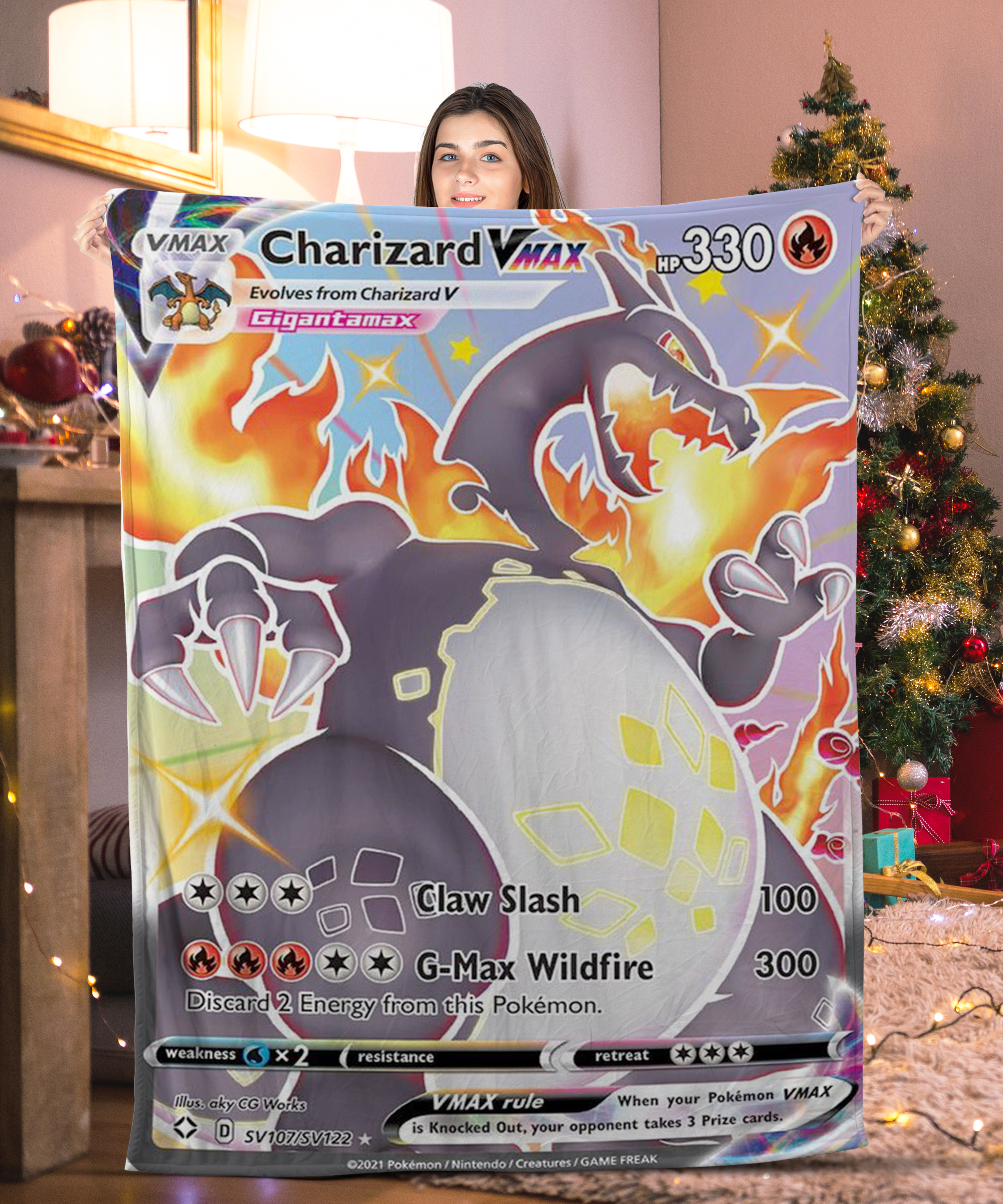 Pokemon Charizard Vmax Pokemon Card Blanket