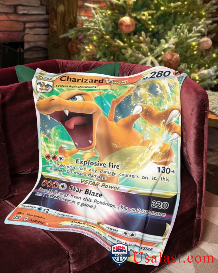 Pokemon Charizard VStar Fleece Blanket