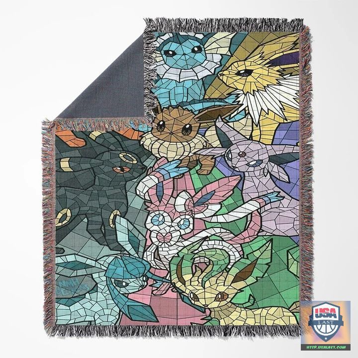 Pokemon Eevee Evolutions Stain Glass Custom Woven Blanket