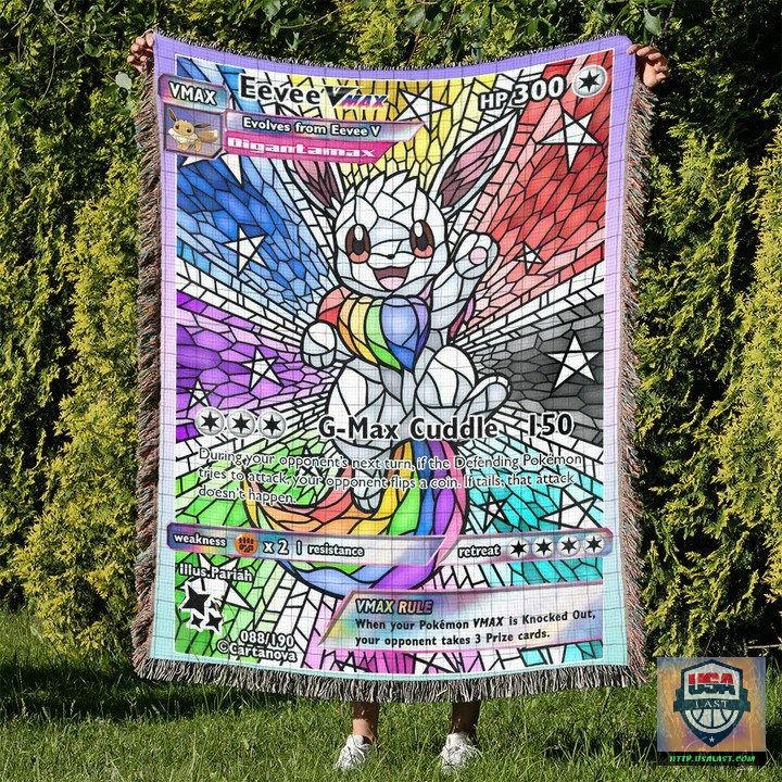 Pokemon Eevee Rainbow Hybrid Stain Glass Custom Woven Blanket